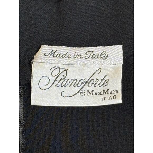 Max Mara Pianoforte Vintage 90s Black Cheongsam Sheath Dress 40 IT 6 US - Picture 4 of 12